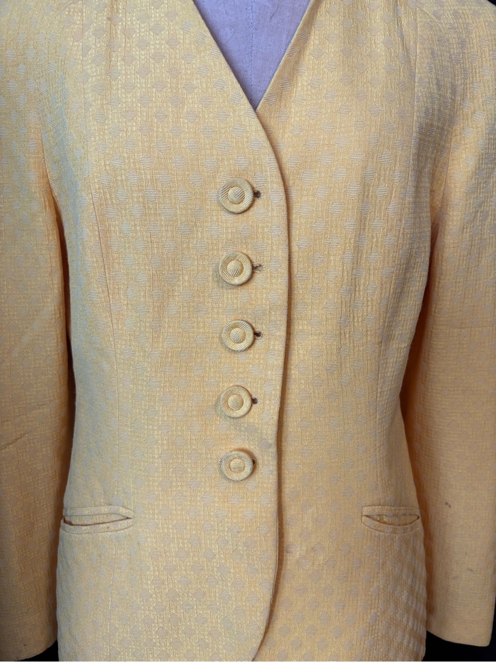 Vintage Dior Women's Yellow Tailored Jacket and Skirt Set - Picture 2 of 13